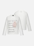 DAXUEN white muted portrait graphic long-sleeve Henley T-shirt