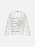 DAXUEN white muted portrait graphic long-sleeve Henley T-shirt