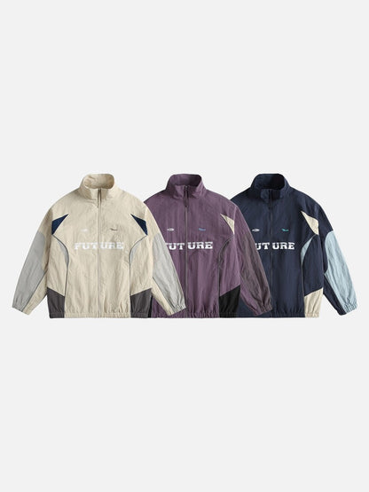 DAXUEN muted purple color-blocked track jacket