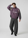 DAXUEN muted purple color-blocked track jacket — model photo