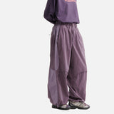 DAXUEN muted purple color-blocked wide-leg track pants