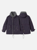 DAXUEN dark muted purple padded parka jacket with grey faux fur lining