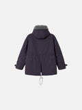 DAXUEN dark muted purple padded parka jacket with grey faux fur lining