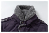 DAXUEN dark muted purple padded parka jacket with grey faux fur lining