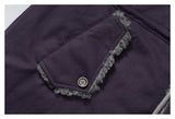 DAXUEN dark muted purple padded parka jacket with grey faux fur lining