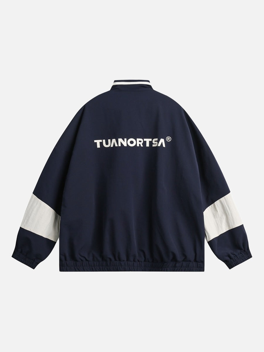 Vibrant Green Colour-Block Track Jacket