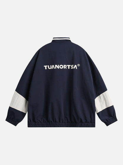 Vibrant Green Colour-Block Track Jacket