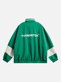 Vibrant Green Colour-Block Track Jacket