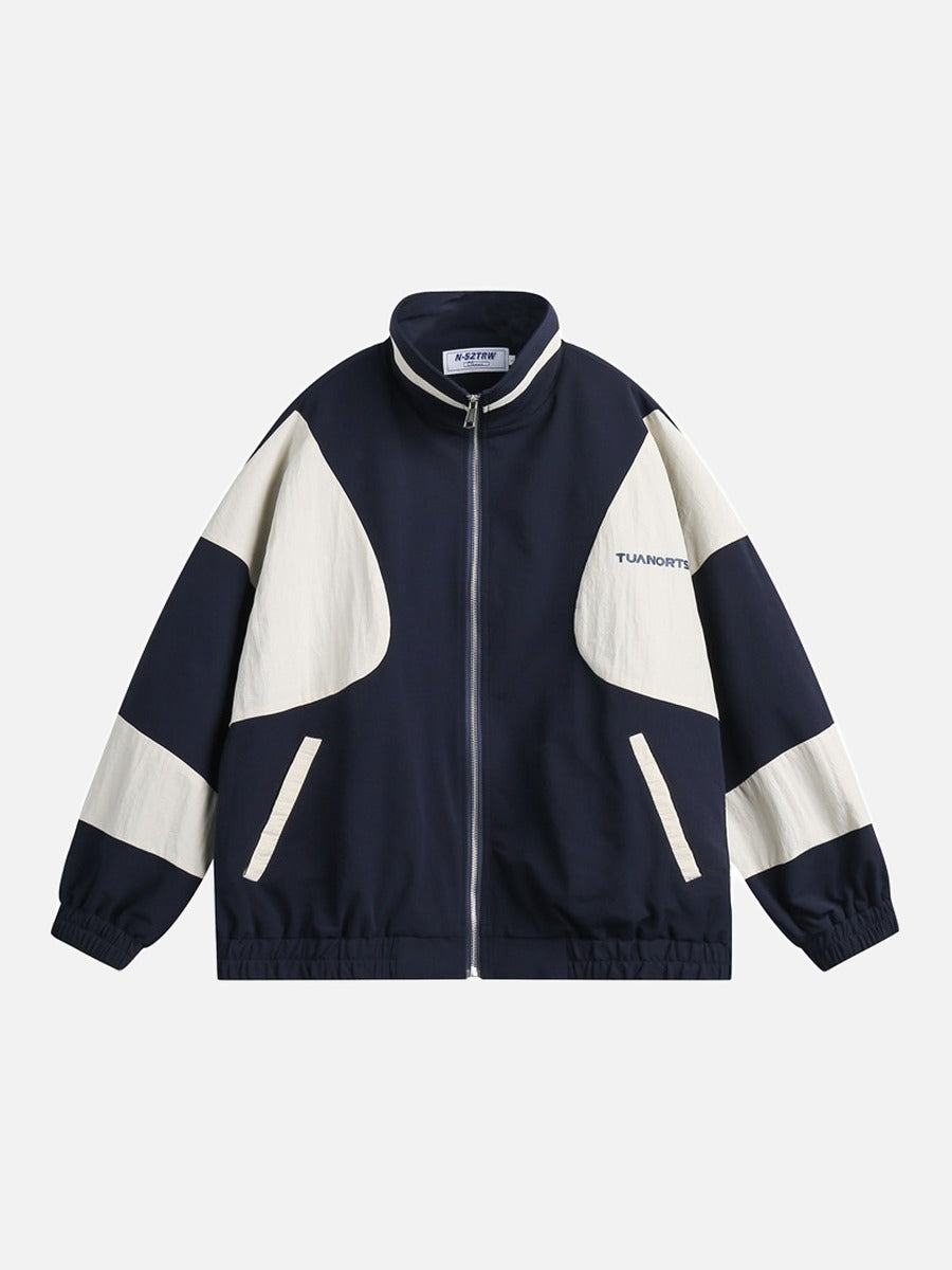 Vibrant Green Colour-Block Track Jacket
