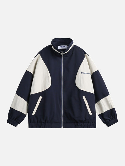 Vibrant Green Colour-Block Track Jacket