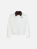 Abstract Bomber Jacket with Contrast Collar