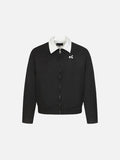 Abstract Bomber Jacket with Contrast Collar