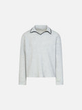 Zig-Zag Trim Long Sleeve Polo Top