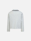 Zig-Zag Trim Long Sleeve Polo Top