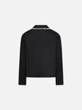 Zig-Zag Trim Long Sleeve Polo Top