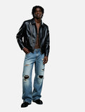 Faux Leather Relaxed-Fit Jacket