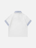 DAXUEN Cat embroidered polo shirt with striped collar
