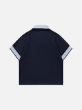 DAXUEN Cat embroidered polo shirt with striped collar