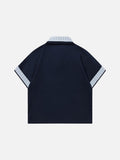 DAXUEN Cat embroidered polo shirt with striped collar