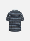 DAXUEN Navy and light blue striped polo shirt