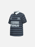 DAXUEN Navy and light blue striped polo shirt