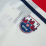 DAXUEN white open-knit polo with navy and red accents