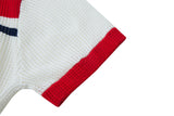 DAXUEN white open-knit polo with navy and red accents