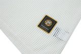 DAXUEN white open-knit polo with navy and red accents