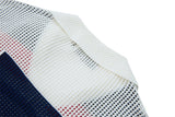 DAXUEN white open-knit polo with navy and red accents