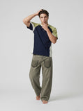 DAXUEN navy block design short-sleeve t-shirt — model photo