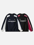 DAXUEN navy blue and burgundy colour-blocked sweatshirt
