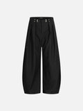 DAXUEN navy blue diagonal stripe wide-leg shorts