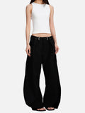 DAXUEN navy blue diagonal stripe wide-leg shorts