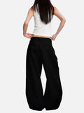 DAXUEN navy blue diagonal stripe wide-leg shorts