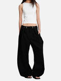DAXUEN navy blue diagonal stripe wide-leg shorts