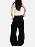 DAXUEN navy blue diagonal stripe wide-leg shorts