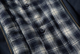 DAXUEN navy blue oversized bomber jacket with plaid collar
