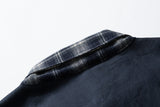 DAXUEN navy blue oversized bomber jacket with plaid collar