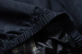 DAXUEN navy blue oversized bomber jacket with plaid collar
