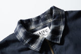 DAXUEN navy blue oversized bomber jacket with plaid collar