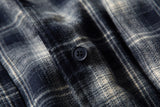 DAXUEN navy blue oversized bomber jacket with plaid collar