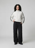 DAXUEN navy blue fleece zip jacket with yellow stripes — model photo