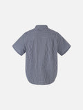 DAXUEN Navy and white gingham short-sleeved shirt