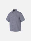 DAXUEN Navy and white gingham short-sleeved shirt