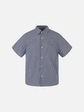 DAXUEN Navy and white gingham short-sleeved shirt