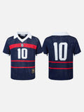 DAXUEN navy blue mesh polo with white number 10