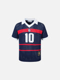 DAXUEN navy blue mesh polo with white number 10