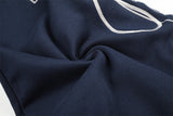 DAXUEN navy wide-leg sweatpants with cream abstract embroidery