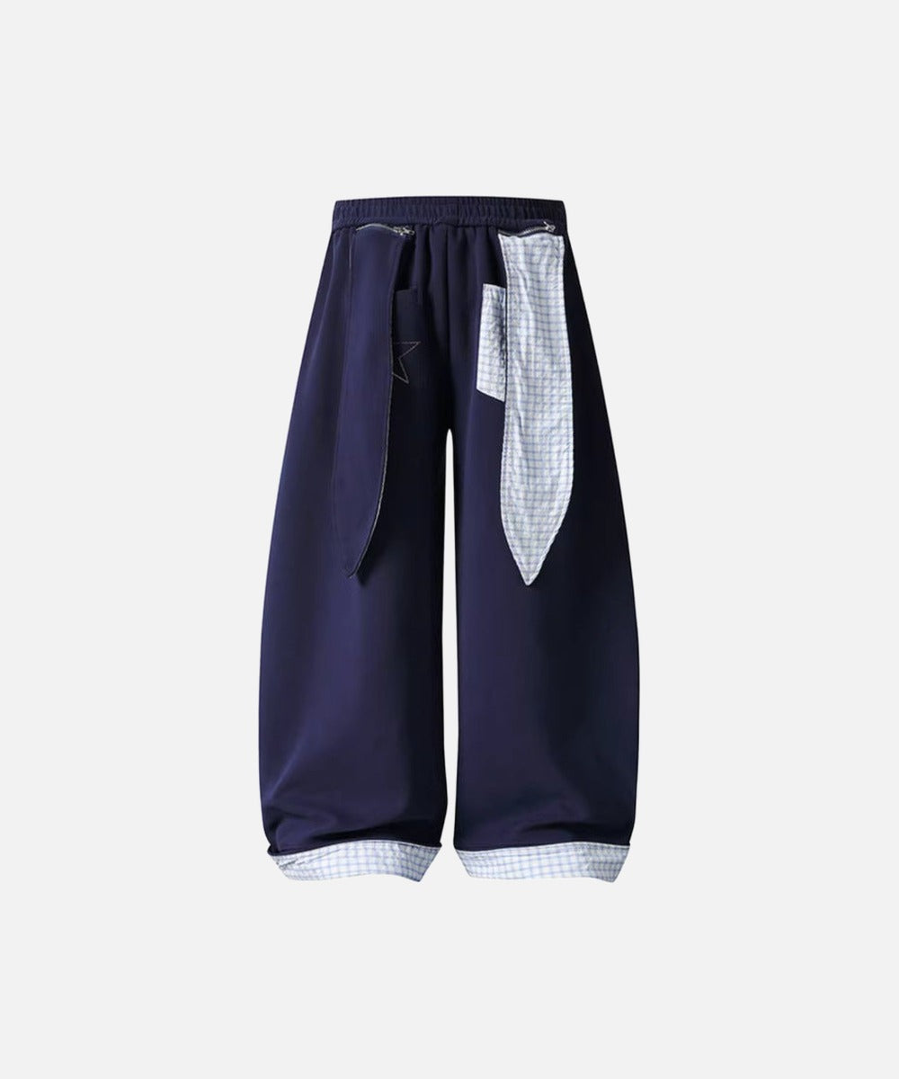 DAXUEN Navy wide-leg sweatpants with embroidered graphics