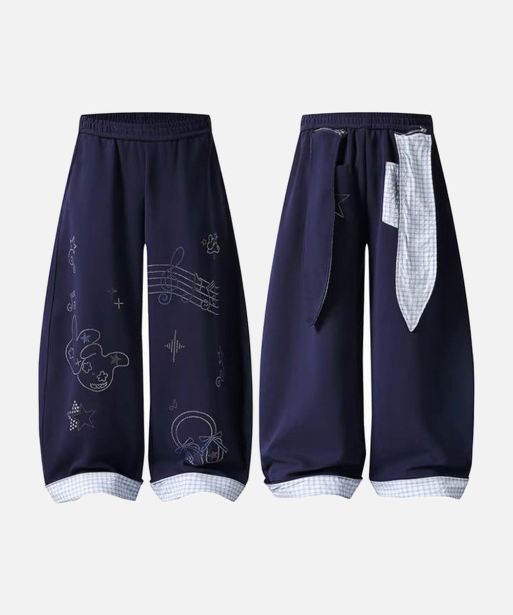 DAXUEN Navy wide-leg sweatpants with embroidered graphics